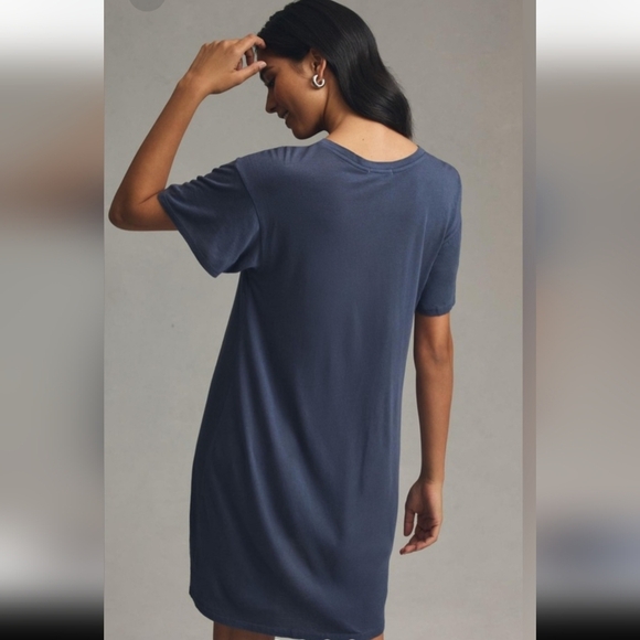 Sundry By Anthropologie Turquoise Short Sleeve Crew Neck Tee Shirt Mini Sundress - Picture 4 of 10